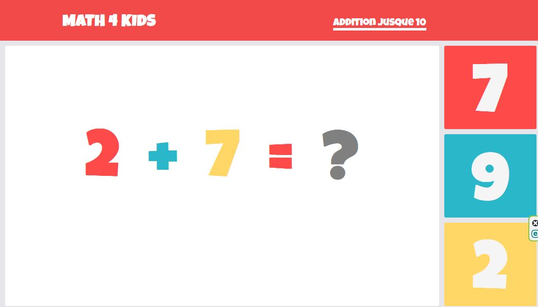Jeu d'addition jusqu'à 10