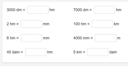 Exercices de conversion de longueurs en ligne